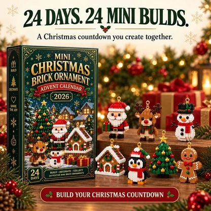 24-Day Mini Christmas Ornament Advent Calendar | 24 unique festive buildable designs with hanging loops—perfect for decorating Christmas trees, wreaths, and holiday displays 🧱