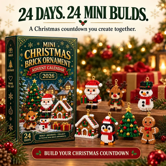 24-Day Mini Christmas Ornament Advent Calendar | 24 unique festive buildable designs with hanging loops—perfect for decorating Christmas trees, wreaths, and holiday displays 🧱