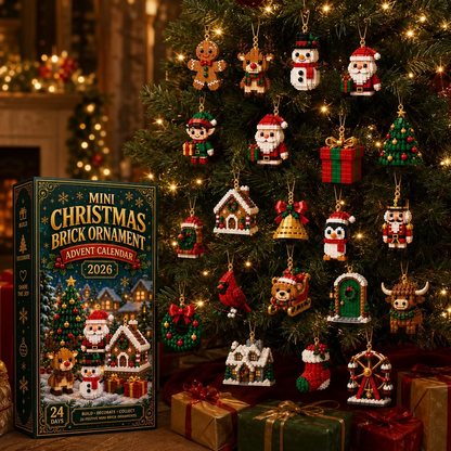 24-Day Mini Christmas Ornament Advent Calendar | 24 unique festive buildable designs with hanging loops—perfect for decorating Christmas trees, wreaths, and holiday displays 🧱