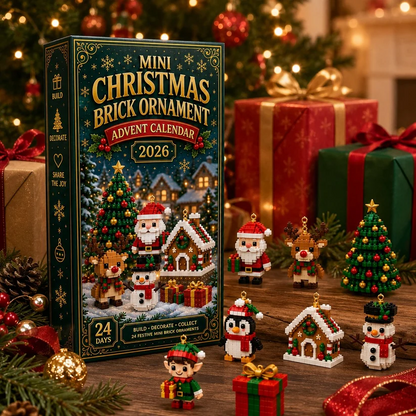 24-Day Mini Christmas Ornament Advent Calendar | 24 unique festive buildable designs with hanging loops—perfect for decorating Christmas trees, wreaths, and holiday displays 🧱