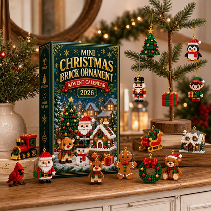 24-Day Mini Christmas Ornament Advent Calendar | 24 unique festive buildable designs with hanging loops—perfect for decorating Christmas trees, wreaths, and holiday displays 🧱