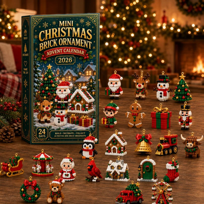 24-Day Mini Christmas Ornament Advent Calendar | 24 unique festive buildable designs with hanging loops—perfect for decorating Christmas trees, wreaths, and holiday displays 🧱