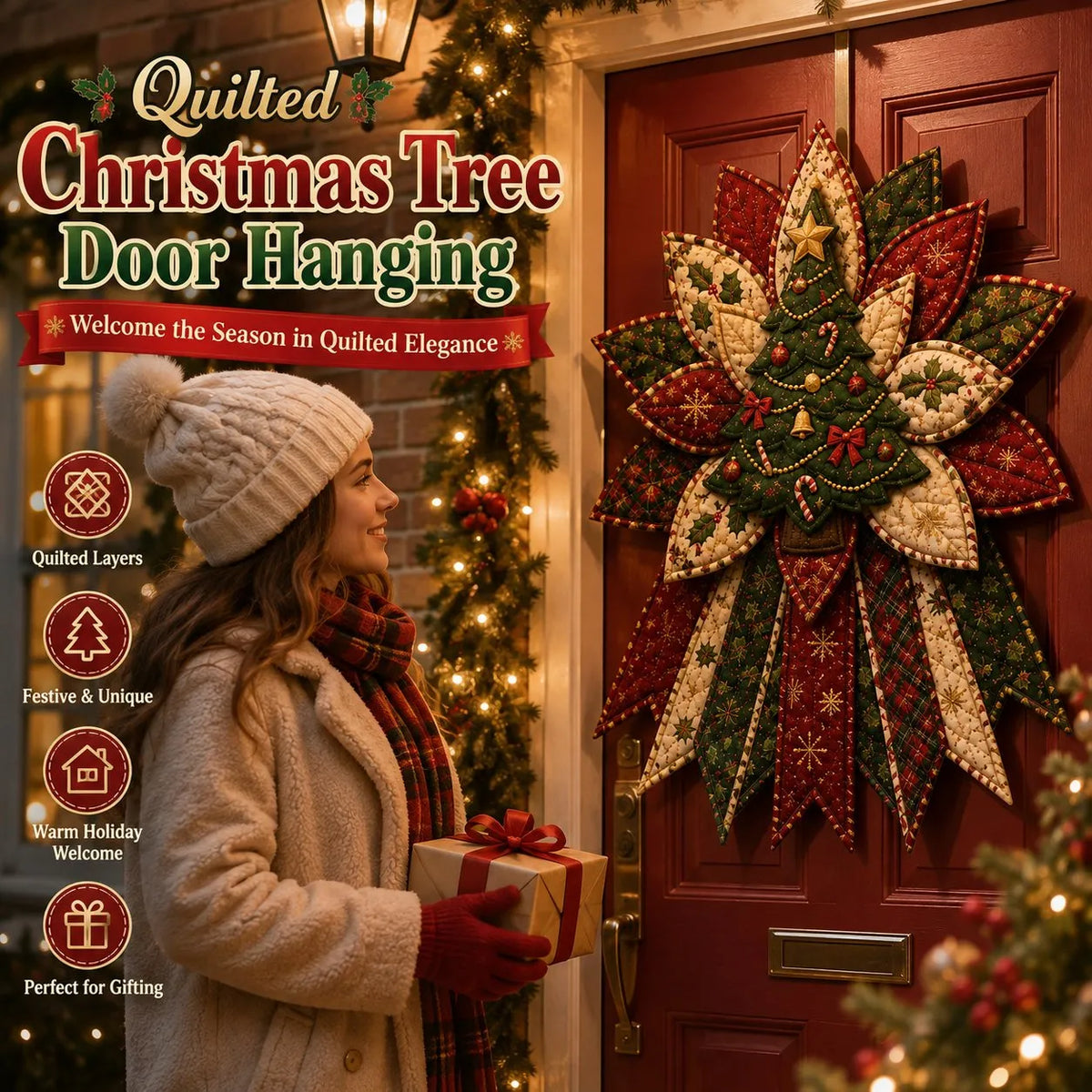 🔥🎄 Christmas Special – 50% OFF 🎁 Festive Quilted Christmas Door Hanging DIY Sewing Kit