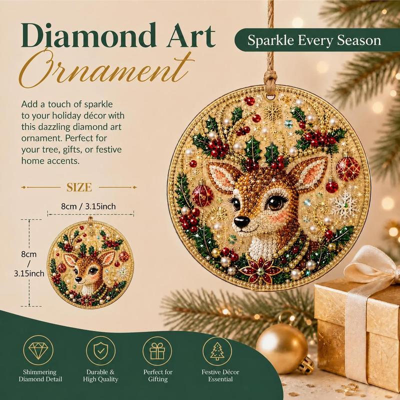 🎄DIY Christmas Diamond Art Wooden Ornament Kit
