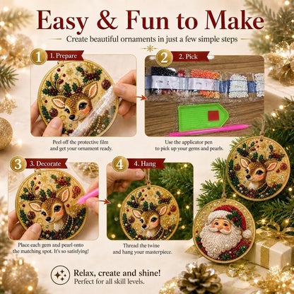 🎄DIY Christmas Diamond Art Wooden Ornament Kit